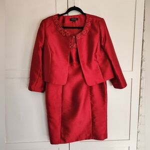Elegant Red Dress and Jacket Set
